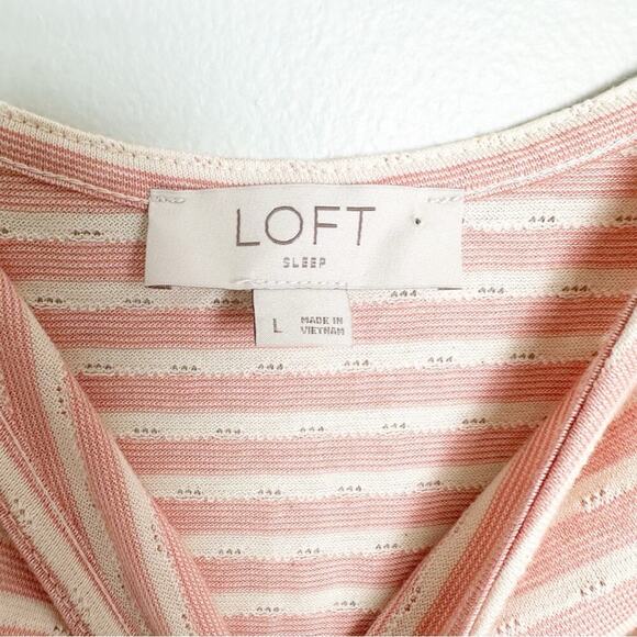 Loft Pink Striped Bow Strap Pajama Romper - Picture 5 of 7